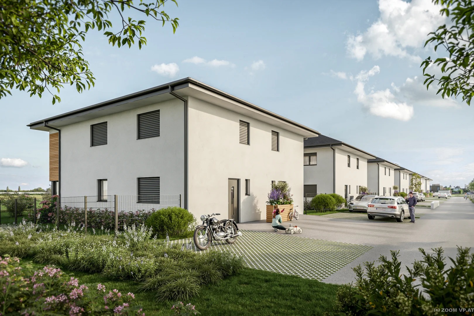 Doppelhaushälften in Raasdorf, Straßenansicht